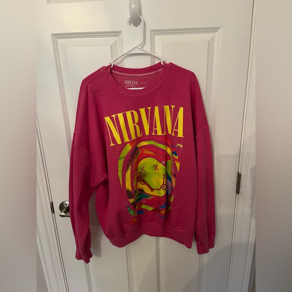 pink nirvana urban outfitters sweatshirt!